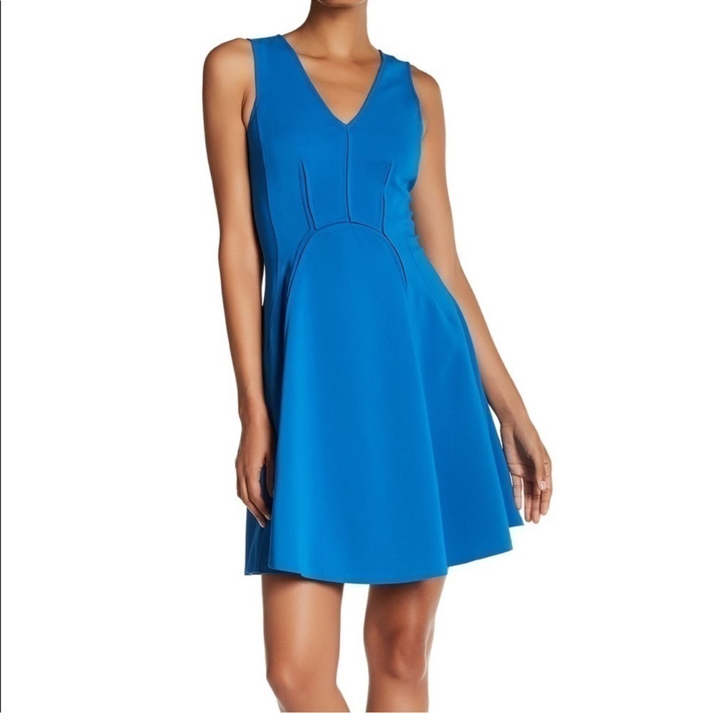Rebecca Taylor Suit Fit & Flare Dress Bright Blue Sleeveless Size 4 Women’s